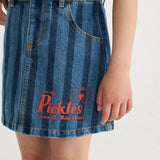 Bobo Choses Denim nederdel til piger med striber Pickles the Dog