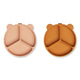 Liewood Silikonetallerkener med sugekop og opdeling Stacy 2-pak Mustard / Tuscany Rose Mix