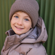 En Fant Børnehue strikket Beanie med foer Pine Bark